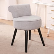2BYF Modern Tufted Vanity Chair with Back, Gray