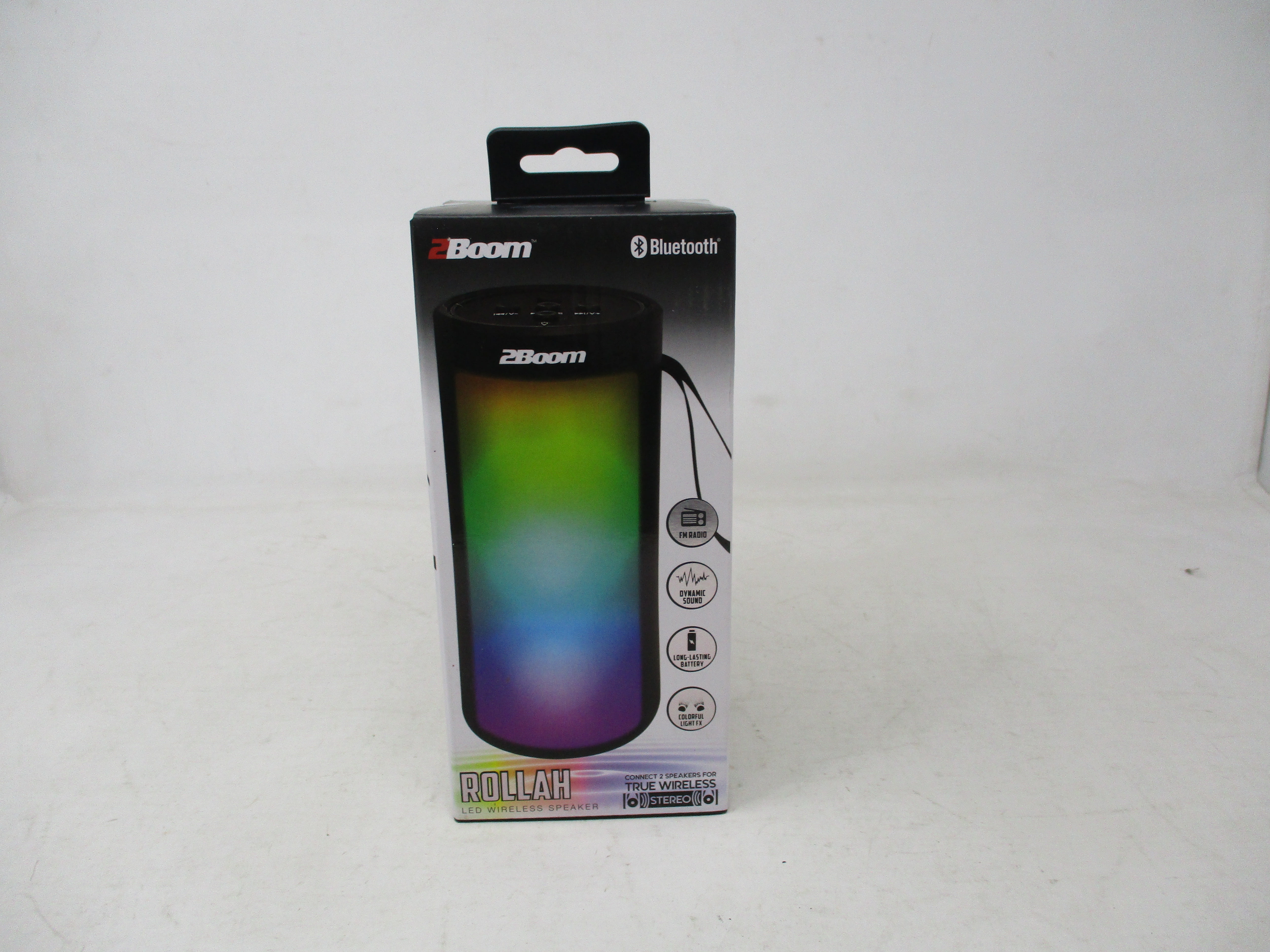 2Boom Rollah LED Lighting Bluetooth Portable Speaker, Black