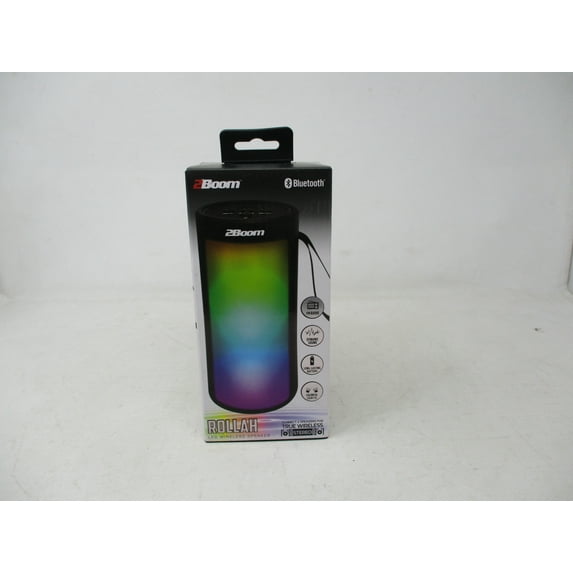 2Boom Rollah LED Lighting Bluetooth Portable Speaker, Black