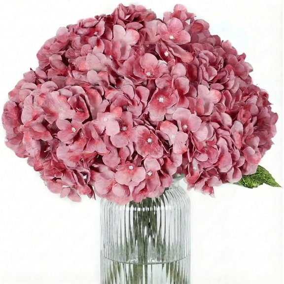 2Bouquets 20" Grey Pink Silk Hydrangea Artificial Flowers | Dried Fake Hydrangea Stems, Faux Fall Flowers for Wedding Bouquets, Home, Baby Shower, Party Table Centerpieces