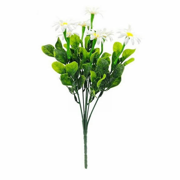 2Bundles Artificial Daisies Plastic Flowers Outdoor Artificial Daisy Faux Plants for Home Window Box Garden Planter Indoor Outside Decorations, Valentines Day Decorations: Artificial Flowers