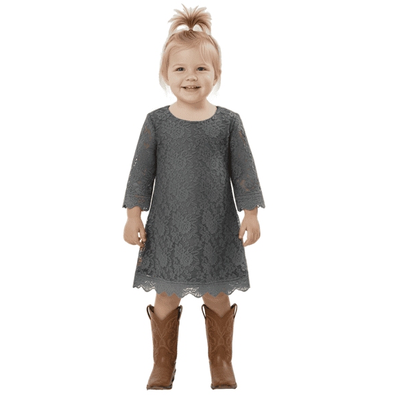2Bunnies Baby & Toddler Girls’ Vintage Lace Boho Trim Flutter Sleeve Party Dress