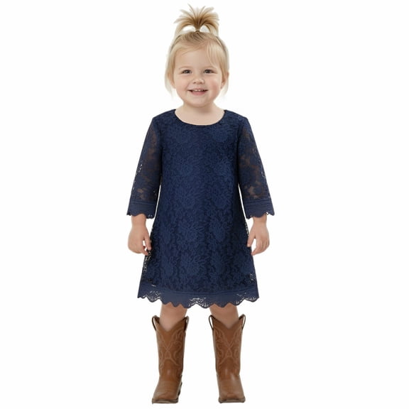 2Bunnies Baby & Toddler Girls’ Vintage Lace Boho Trim Flutter Sleeve Party Dress