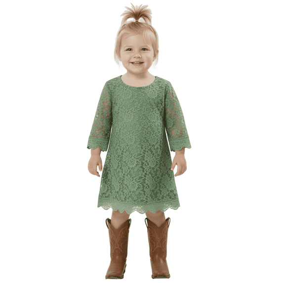 2Bunnies Baby & Toddler Girls’ Vintage Lace Boho Trim Flutter Sleeve Party Dress
