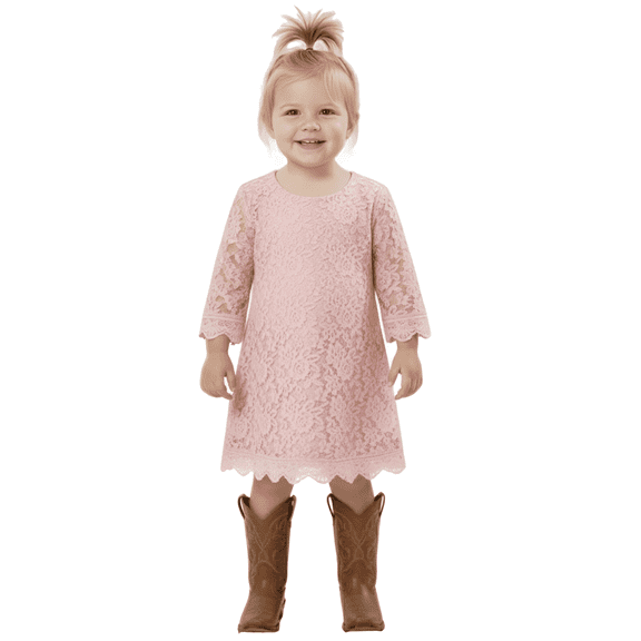 2Bunnies Baby & Toddler Girls’ Vintage Lace Boho Trim Flutter Sleeve Party Dress