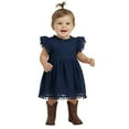 thumbnail image 1 of 2Bunnies Baby Infant Pom Pom Lace Flutter Sleeve Dress, 1 of 3