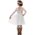 thumbnail image 1 of 2Bunnies Girls' 12M-10Y Paisley Lace Tulle Long Sleeve Knee Flower Girl Dress, 1 of 5