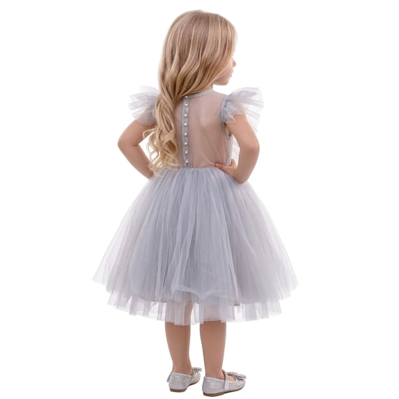 2Bunnies Girls' 12M-10yr Sheer Back Mesh Backless Tulle Girl Dress