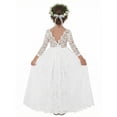 thumbnail image 1 of 2Bunnies Girls' 12M-12yr Paisley All-Over Lace V Back Long Sleeve Maxi Flower Girl Dress, 1 of 6