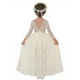thumbnail image 1 of 2Bunnies Girls' 12M-12yr Paisley All-Over Lace V Back Long Sleeve Maxi Flower Girl Dress, 1 of 4