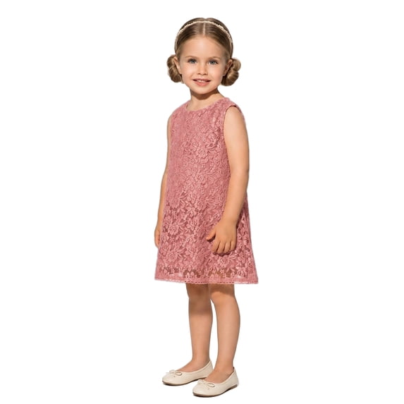2Bunnies Girls' 12M-6Y Boho Country Rustic Lace Sleeveless Flower Girl Dress