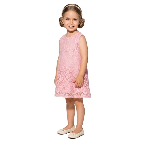 2Bunnies Girls' 12M-6Y Boho Country Rustic Lace Sleeveless Flower Girl Dress