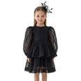 thumbnail image 1 of 2Bunnies Girls' 2T-10yr Organza Long Sleeve Tiered Babydoll Skater Princess Flower Girl Dress, 1 of 7