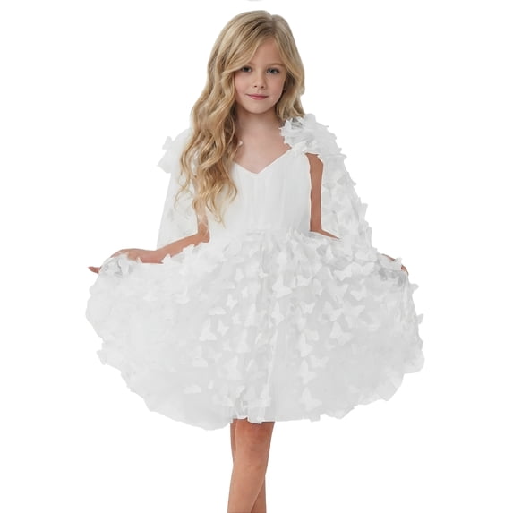 2Bunnies Girls' 2T-4T Adjustable Strap Girl Dress 3D Butterfly