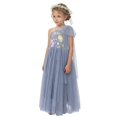 thumbnail image 1 of 2Bunnies Girls' 5yr-12yr One Shoulder Adjustable Strap Embroidered Flower Girl Dress, 1 of 2