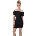 thumbnail image 1 of 2Bunnies Girls' 8-14Y Tween Teen Bodycon Ruched Party Dance Mini Dress On and Off Shoulder, 1 of 5