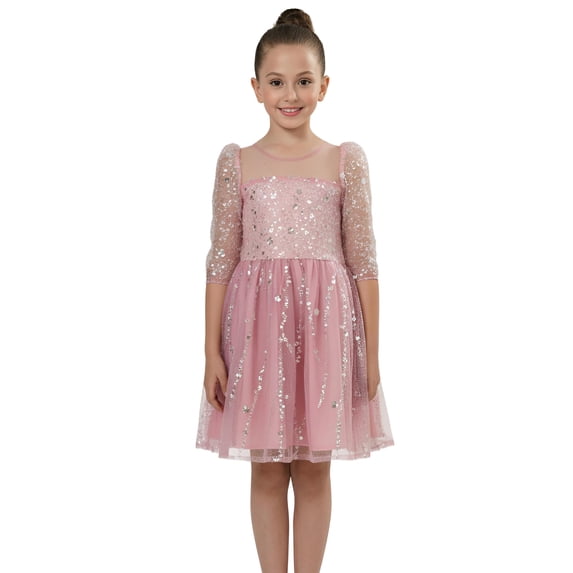 2Bunnies Girls Sparkle Sequin Beaded Tulle Flower Girl Party Dress