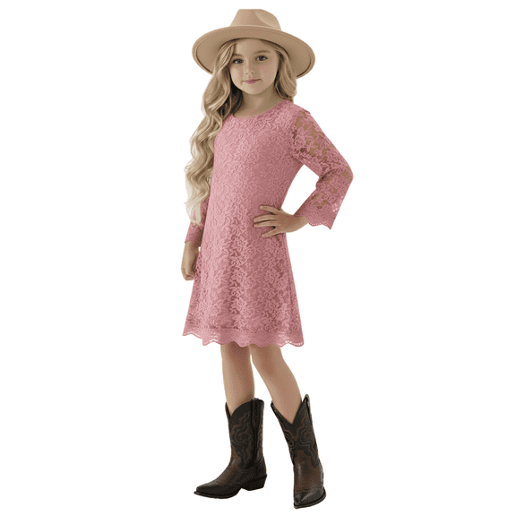 2Bunnies Girls’ Vintage Lace Boho Trim Party Flower Girl Dress