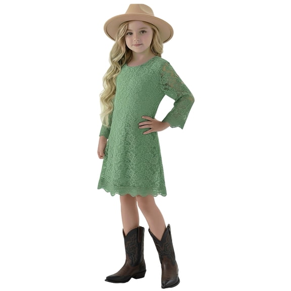 2Bunnies Girls’ Vintage Lace Boho Trim Party Flower Girl Dress