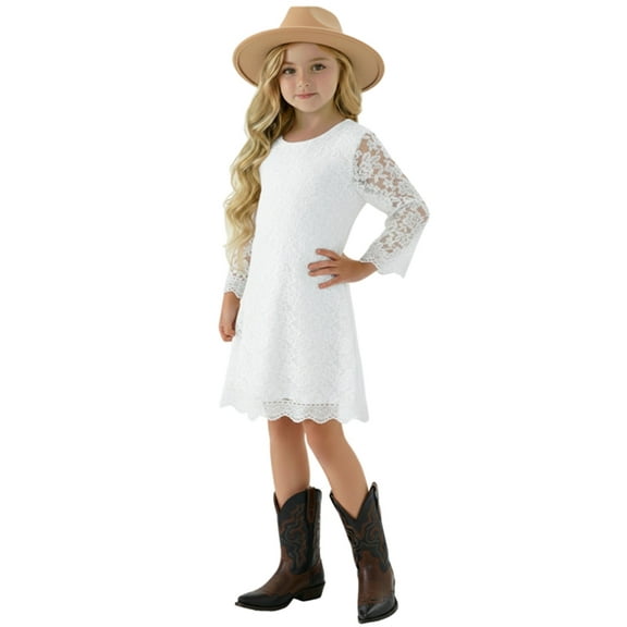 2Bunnies Girls’ Vintage Lace Boho Trim Party Flower Girl Dress