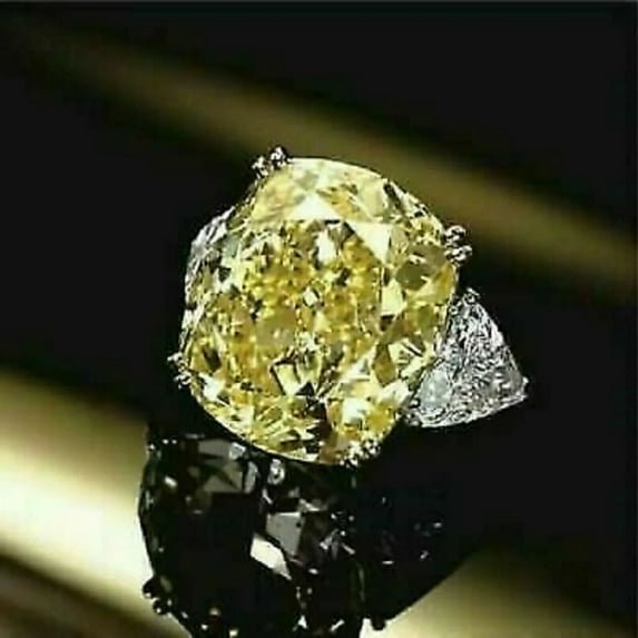 2C Lab Created Citrine Wedding Ring 14K White Gold Plated Silver Cushion Cut