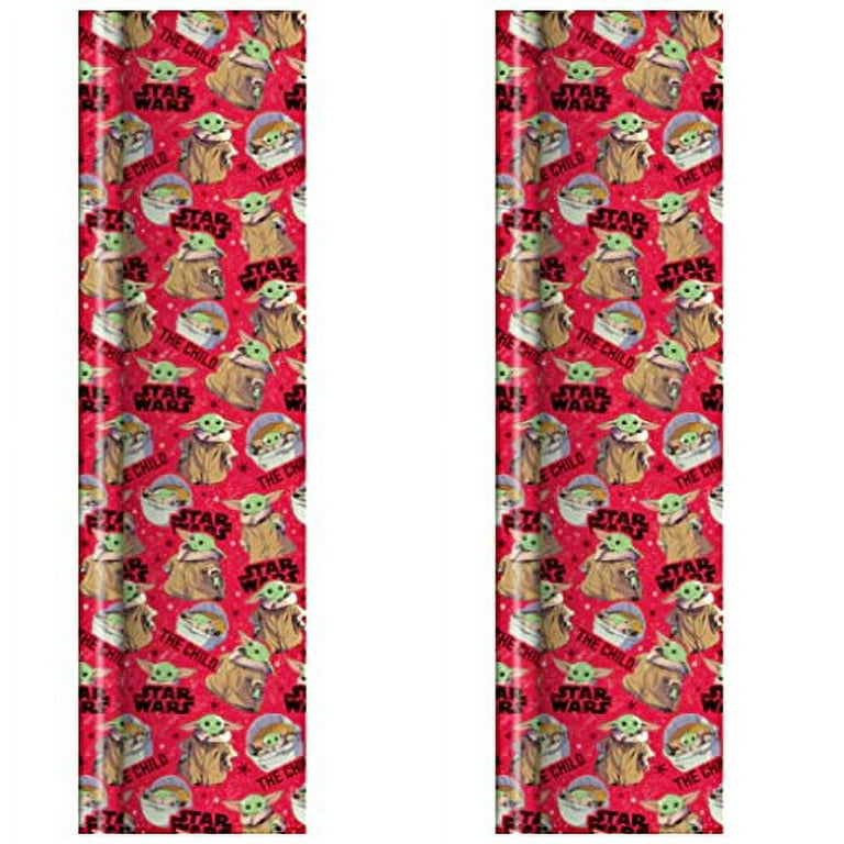 2C Star Wars Yoda and Friends Christmas Wrapping Paper 2 Rolls 20 Sq Ft.  Each Birthday Party Special Occasions Festive Design with (1) Pack of Gift  Tags 