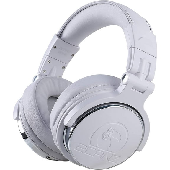 2CANZ Pro Matte White Over-Ear Professional Wired DJ Headphones - Closed Back, Plush Ear Cushions, Adjustable Earpads, Foldable, and Joint Listening