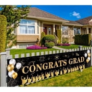 Graduation Decoration 2026 Congrats Grad Banner Yard Sign Class of 2026 Banner Photo Booth Backdrop College Graduation Party Supplies Black 19 X 118