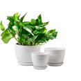 thumbnail image 1 of Round Ceramic Succulent Flower Pot Planters with Attached Saucers and Textured Design, Set of 3, 1 of 7