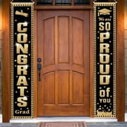 2CFun Congrats Grad Party Banners Polyester Fabric Multicolor, 2 Count