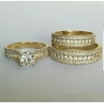 thumbnail image 1 of 2CT 14K Yellow Gold Plated Wedding His & Her Trio Ring Set Lab Created Diamond Solid 925 Sterling Silver, 1 of 1