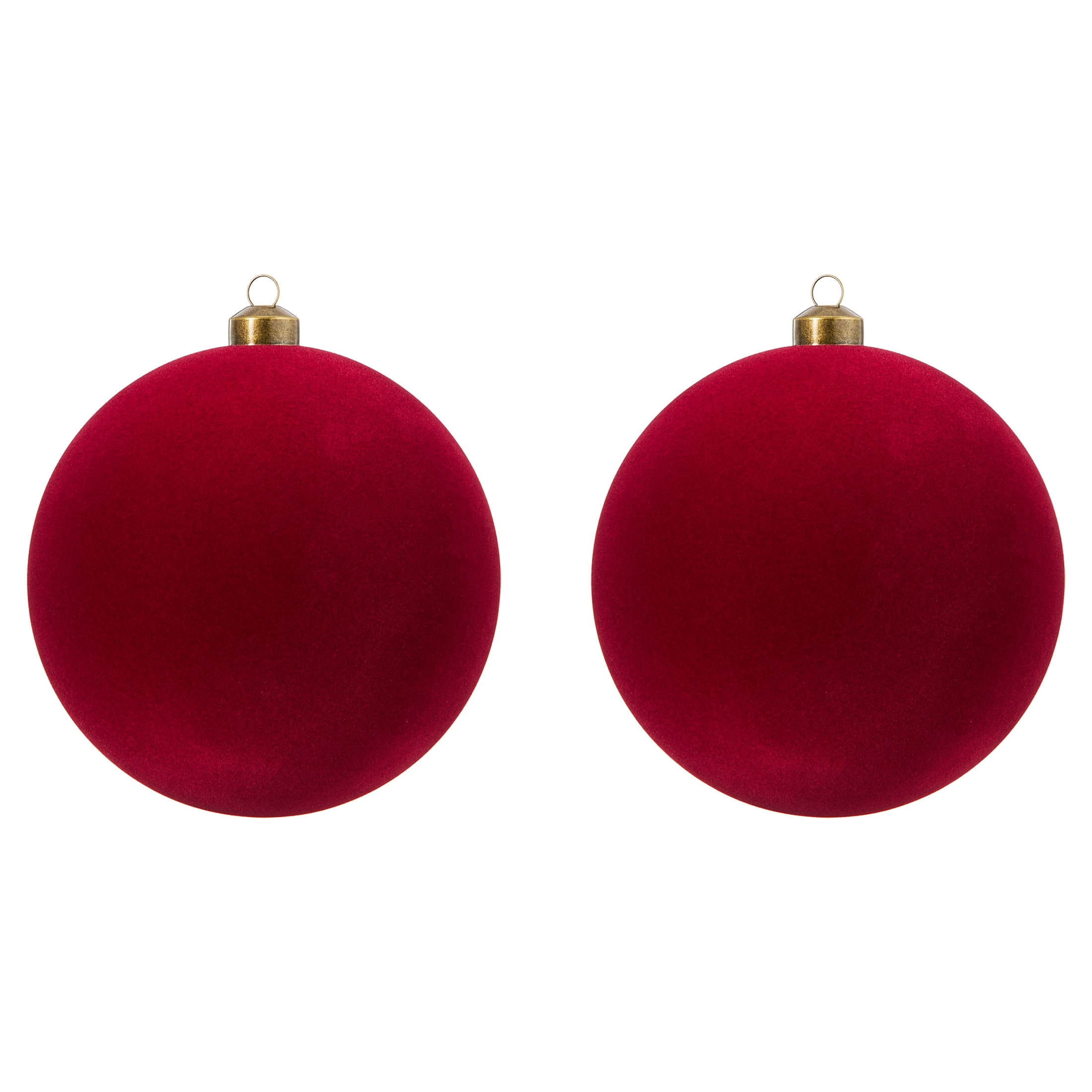 My Texas House 2-Count Burgundy Velvet-Feel Ball Shatterproof Christmas Ornaments, 7"