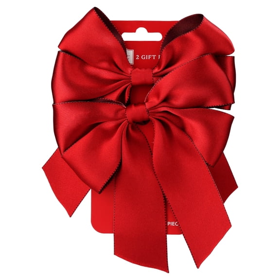 Red Fabric Twist-Tie Christmas Bows, 2 Count, by Holiday Time