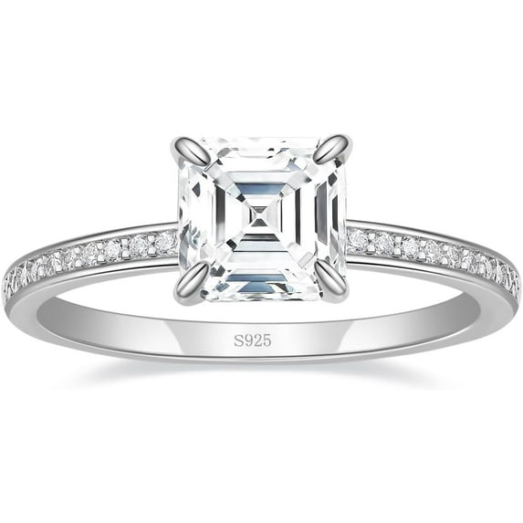 2CT 925 Sterling Silver Engagement Rings Princess Cut Cubic Zirconia CZ Wedding Promise Rings for Her Stunning Wedding Bands for Women Size 3-11