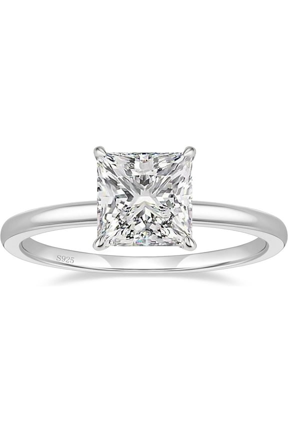 2CT 925 Sterling Silver Engagement Rings Princess Cut Cubic Zirconia CZ Wedding Promise Rings for Her Stunning Wedding Bands for Women Size 3-11