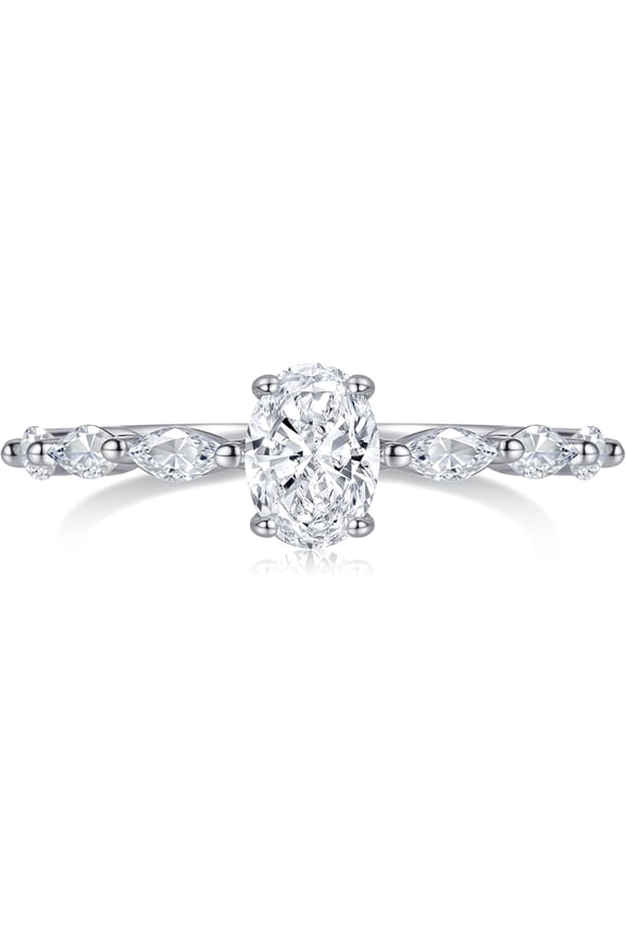 2CT 925 Sterling Silver Engagement Rings for Women Radiant Cut Solitaire Cubic Zirconia Wedding Band CZ Promise Rings for Her Simulated Diamond Ring Jewelry Christmas Gifts for Mom