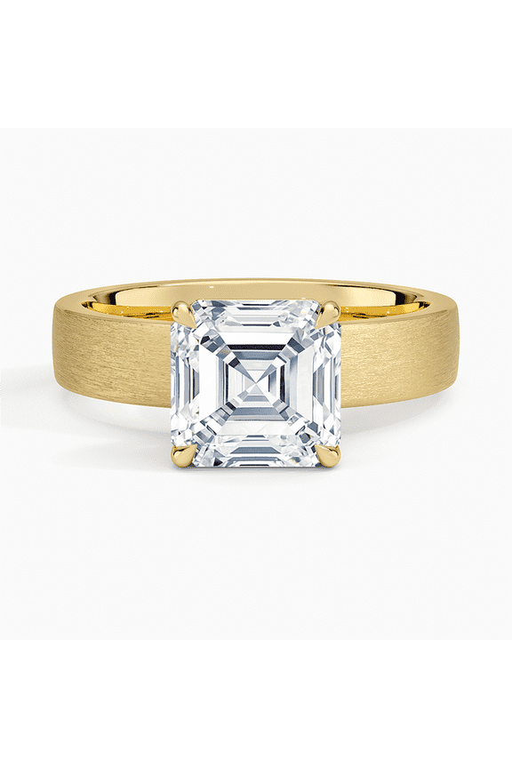 2CT Asscher Cut Lab Grown Diamond Engagement Ring Matte Finish Solitaire Women's Wedding Anniversary Gifts for Her