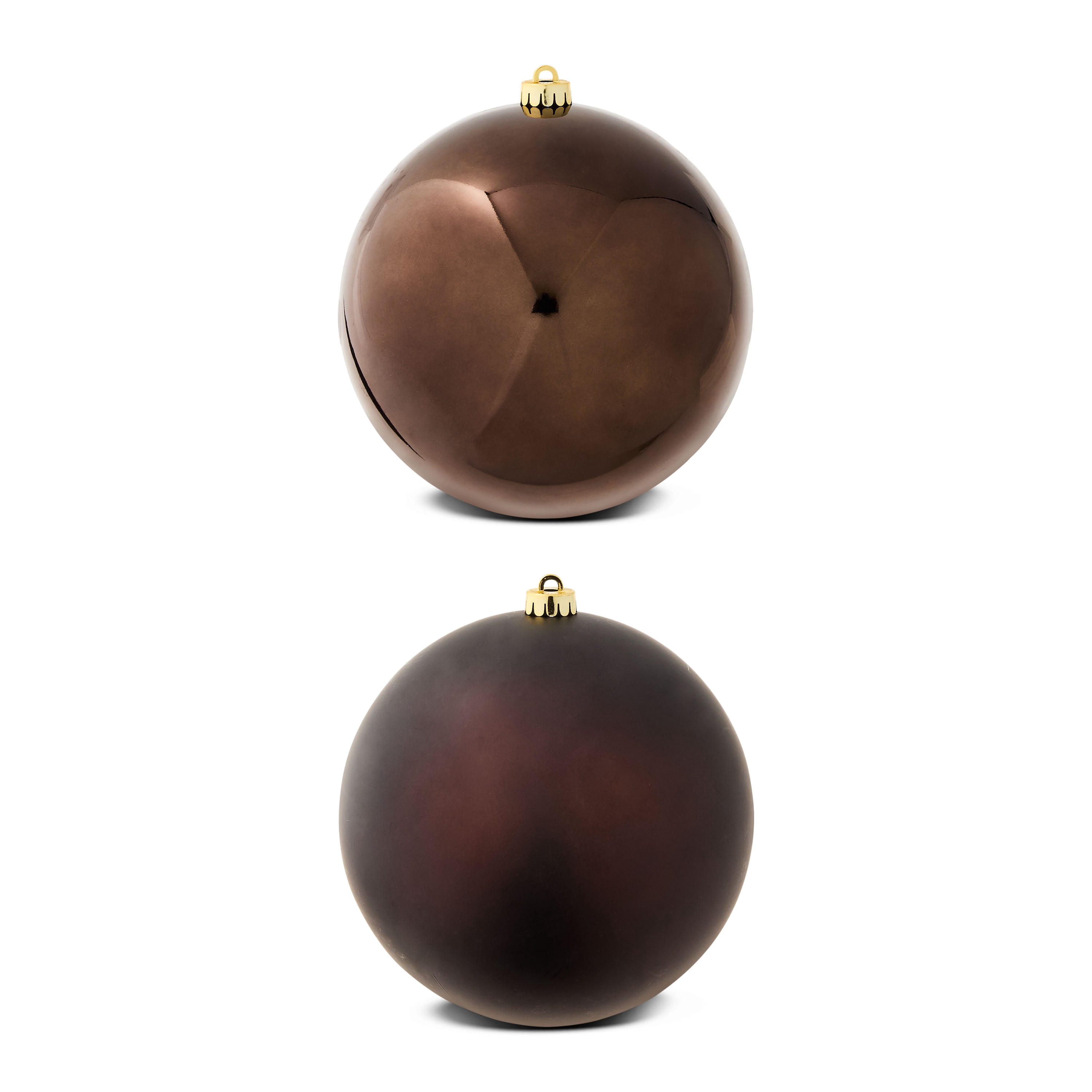2-Count Brown Jumbo Shatterproof Christmas Ornaments, 7.8 in, by Holiday Time