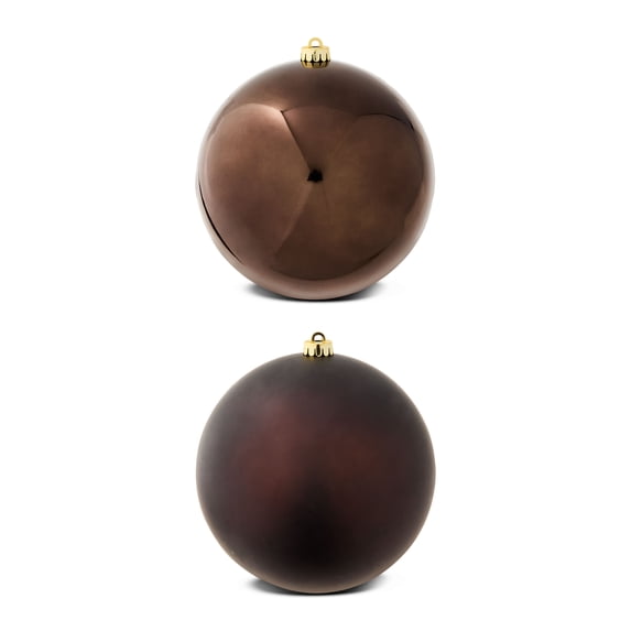 2-Count Brown Jumbo Shatterproof Christmas Ornaments, 7.8 in, by Holiday Time