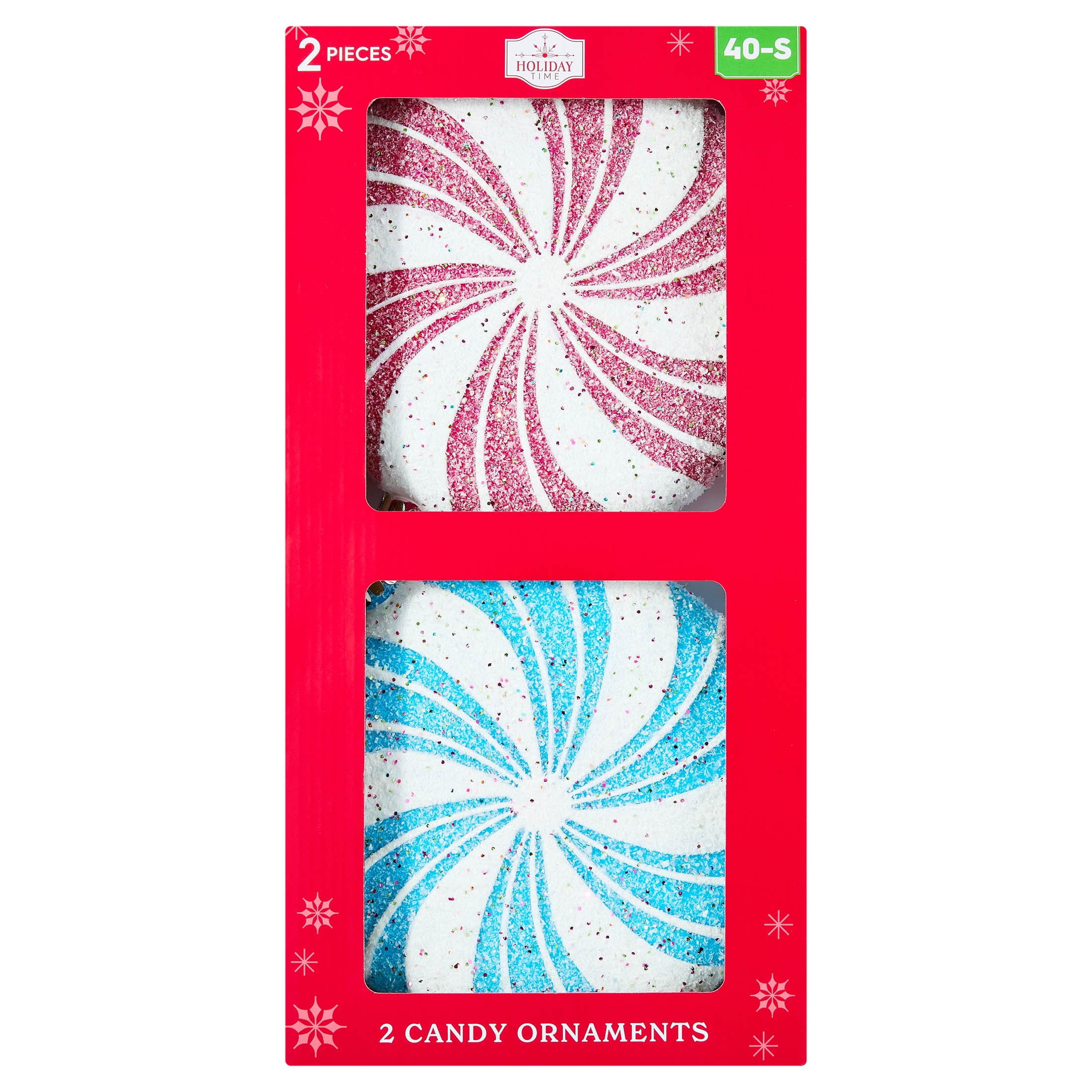 2-Count Pink and Blue Jumbo Candy Shatterproof Christmas Ornaments, 7.5", by Holiday Time