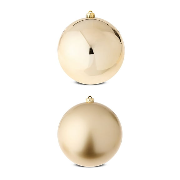 2-Count Champagne Gold Jumbo Shatterproof Christmas Ornaments, 7.8 in, by Holiday Time