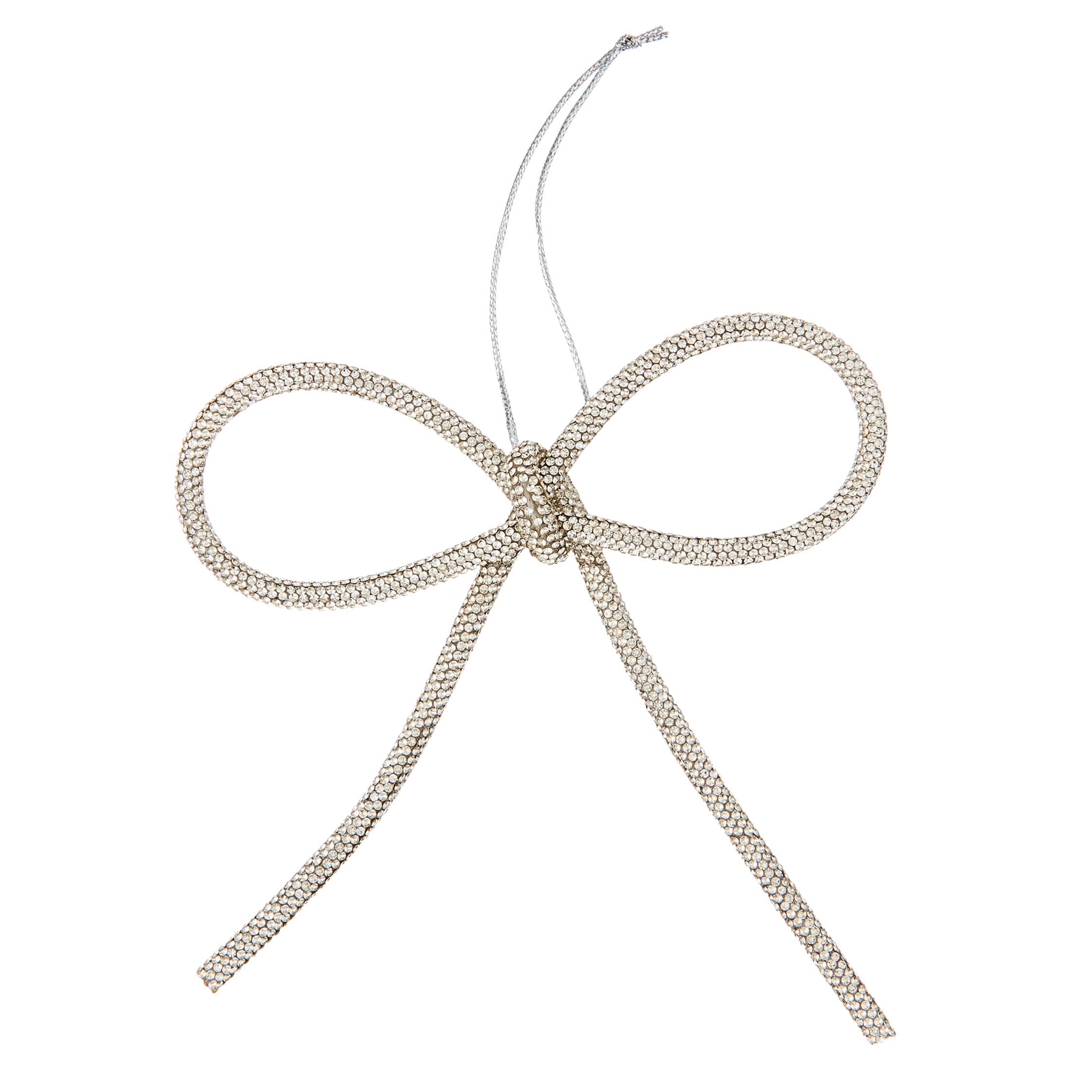 My Texas House 2-Count Silver Crystal Bow Christmas Ornaments, 6"