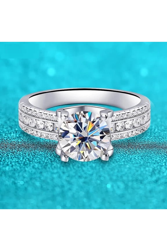 2CT Certified Moissanite Wedding Ring, Sterling Silver, D Color, VVS1 Clarity For Women's Ring With GRA Certificate
