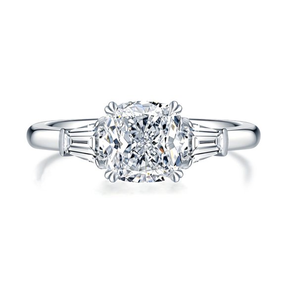 2CT Cushion Cut Moissanite Ring for Women D Color VVS1 Clarity Womens Diamond Ring 925 Sterling Silver Engagement Rings for Women Size 5-9