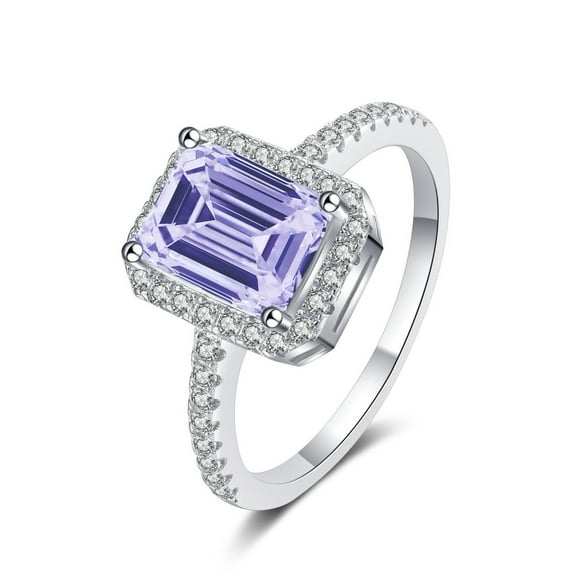 2CT Emerald Cut Moissanite Wedding Bands for Women Sterling Silver Anniversary Rings D Color VVS1 Moissanite Rings Diamond Rings with Certificate