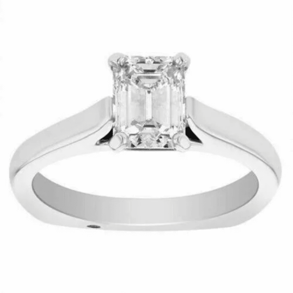 VIRAJ GEMS 2CT Emerald Lab Created Diamond (VVS1,G-H) Solitaire Ring 14K White Gold Fine Jewelry for Women Gift