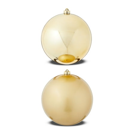 2-Count Gold Jumbo Shatterproof Christmas Ornaments, 7.8 in, by Holiday Time
