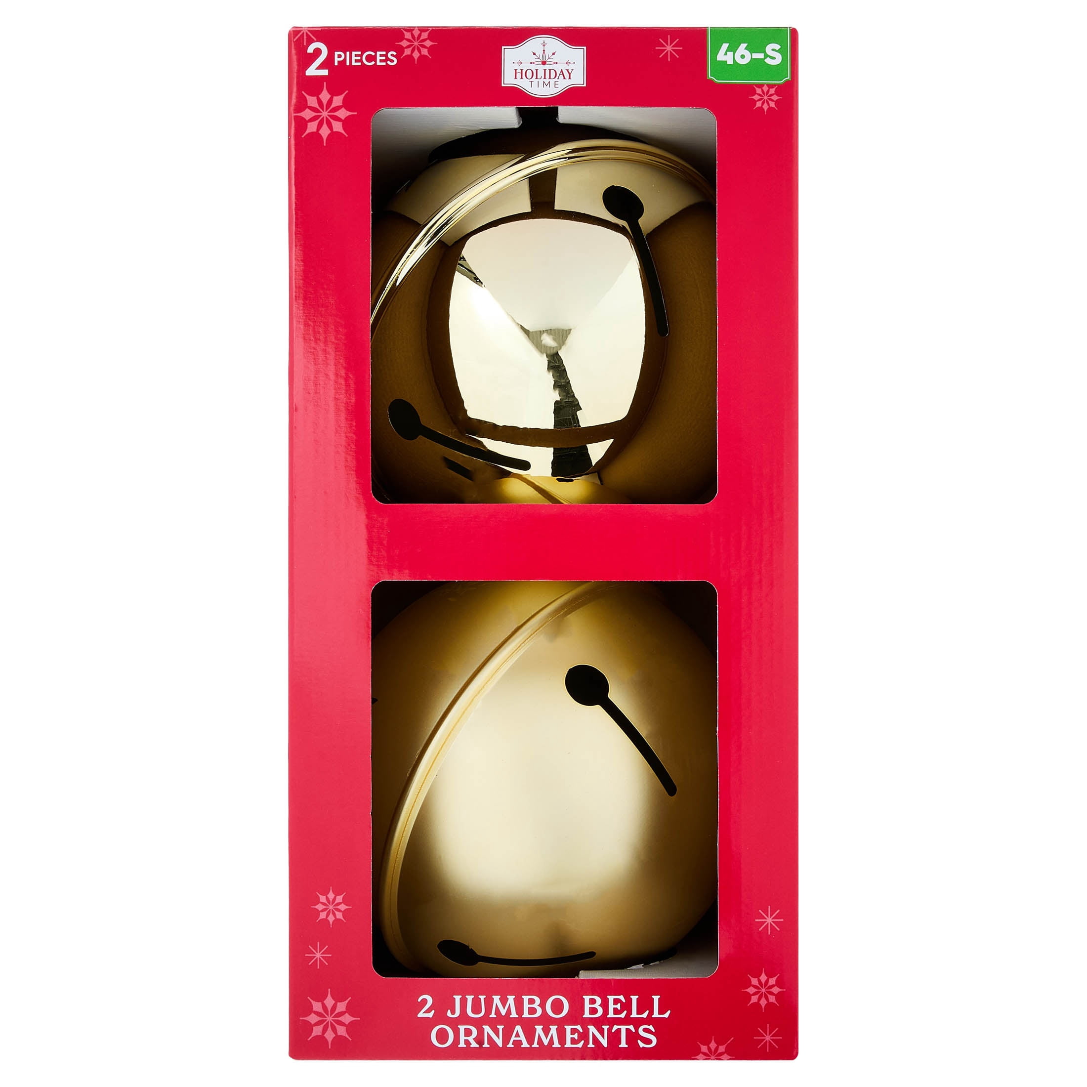 2-Count Gold Jumbo Bell Shatterproof Christmas Ornaments, 8.5", by Holiday Time