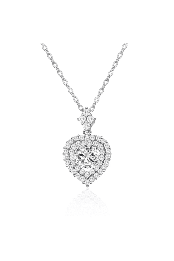 2CT Heart Cut Simulated Diamond 925 Silver Women's Pendant 14k White Gold Plated