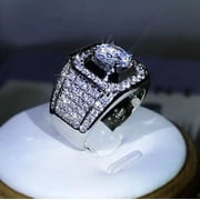 2CT Lab Created Diamond Solitaire Mens Wedding Engagement Band Ring 14K White Gold Plated Sterling Silver